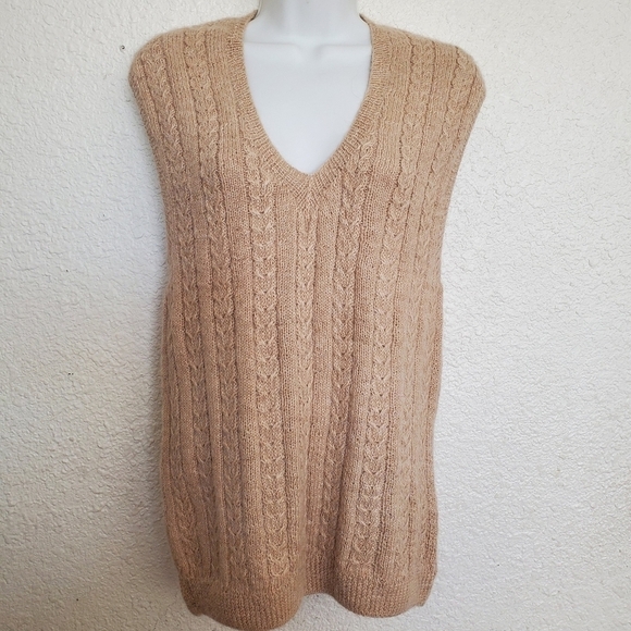 Sweater Vest Knit Cream/Tan Academia Country Club Uniform Preppy Tennis - Picture 1 of 8